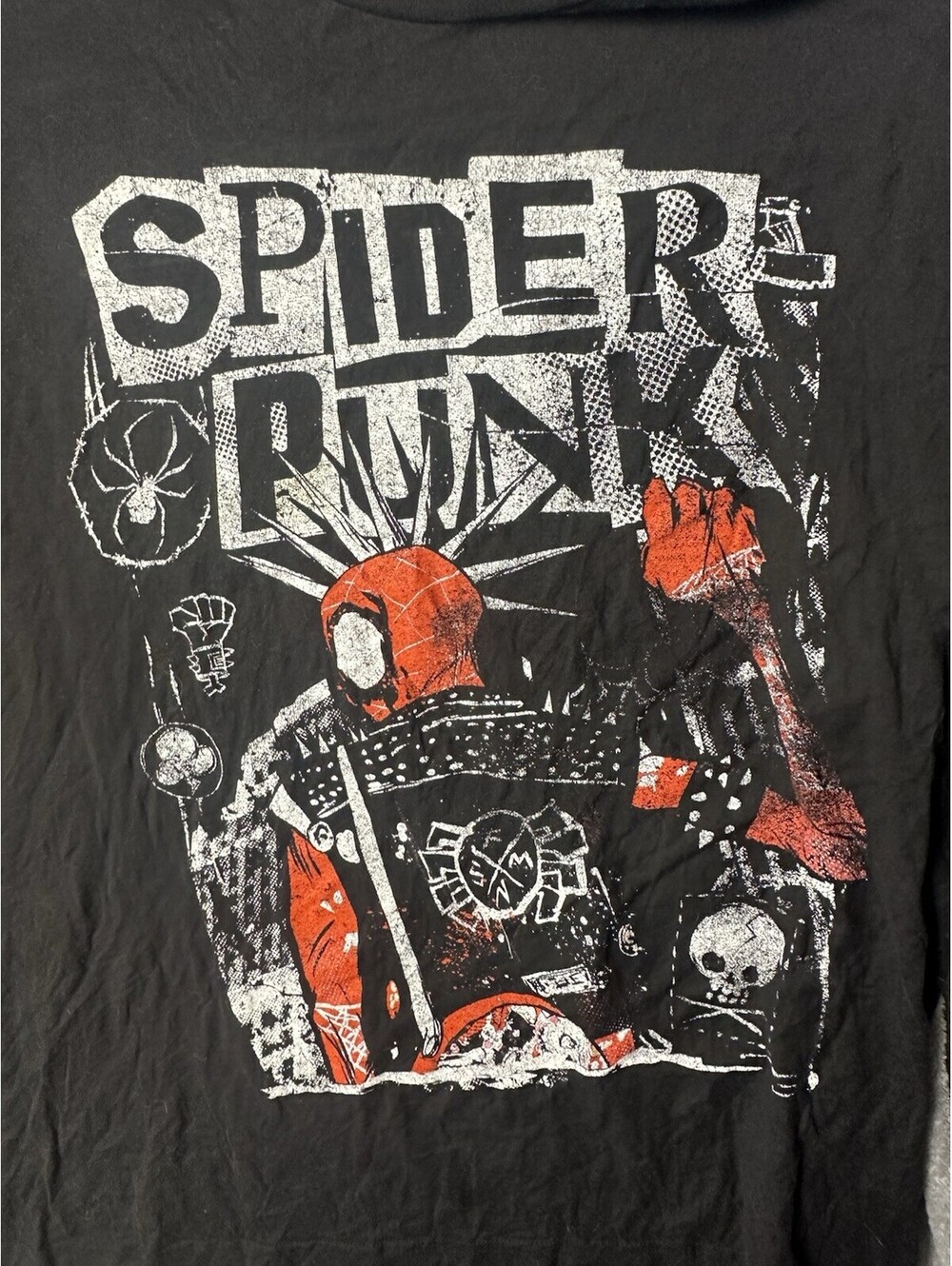 Marvel Spider-Man PS4 PS5 Punk Graphic T Shirt XL Double Sided Gamer Tee Black